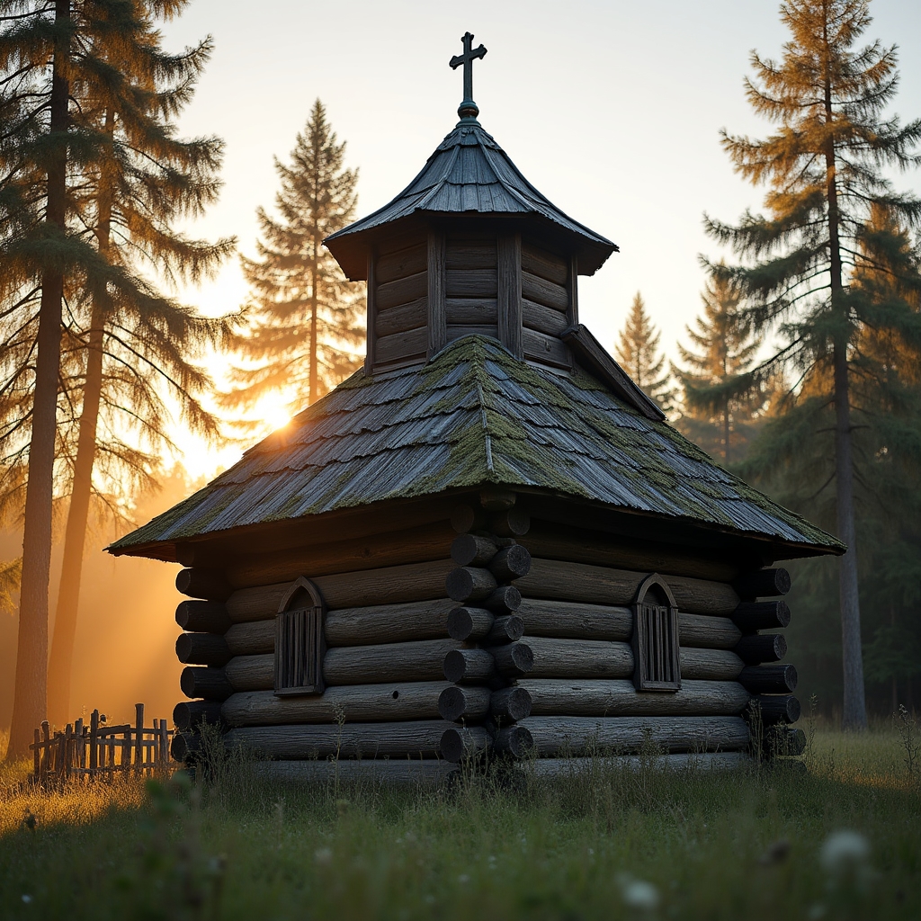 Zabytkowy drewniany kościół w polskiej wsi